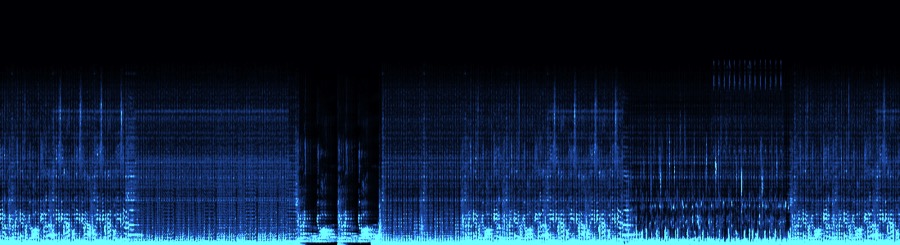 Spectrum of an MP3 transcoded to FLAC: empty band above 16 kHz with a straight edge